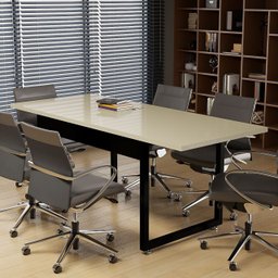 Mesa Estilo Industrial 190x80 para Escritório Reunião Direção Base de Ferro Tampo Mdf:preto - 4