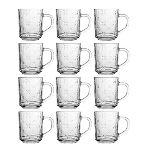 Jogo 12 Canecas de Vidro Borboleta 246ml Class Home