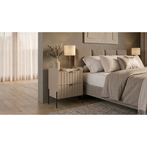 Mesa de Cabeceira Moriah 2 Gavetas Detalhe Laqueados Moriah 60cm Conect Preto