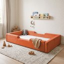 Ver imagem 2 de Cama Solteiro Infantil Montessoriana em Suede com Espuma de Alta Resistência D28 - Terracota