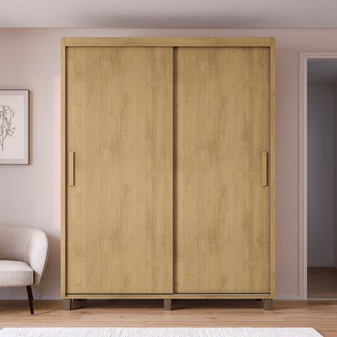 Guarda-Roupa Casal 2 Portas de Correr 188,5cm com 3 Gavetas Linha Barcelona
