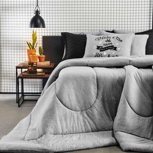 Edredom Solteiro Malha Mescla Cinza  Fusion VV