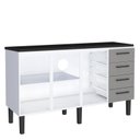 Ver imagem 2 de Balcão de Aço com Tampo Madeira 153x91x52cm 3 Portas 4 Gavetas Juno 160 Cozimax Cinza/preto