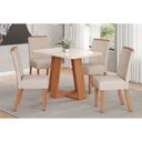 Ver imagem 1 de Conjunto: Mesa Sala Jantar Lins C/ Tampo Madeirado C/ Vidro Curvo 120x80cm e 4 Cadeiras Malu Nature/