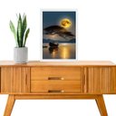 Ver imagem 1 de Quadro Decorativo Arte Barco Rio Lua Cheia 24x18cm:moldura Branca
