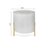 Puff Redondo Decorativo Suede Pé Metal Epóxi Dourado Off White - 2