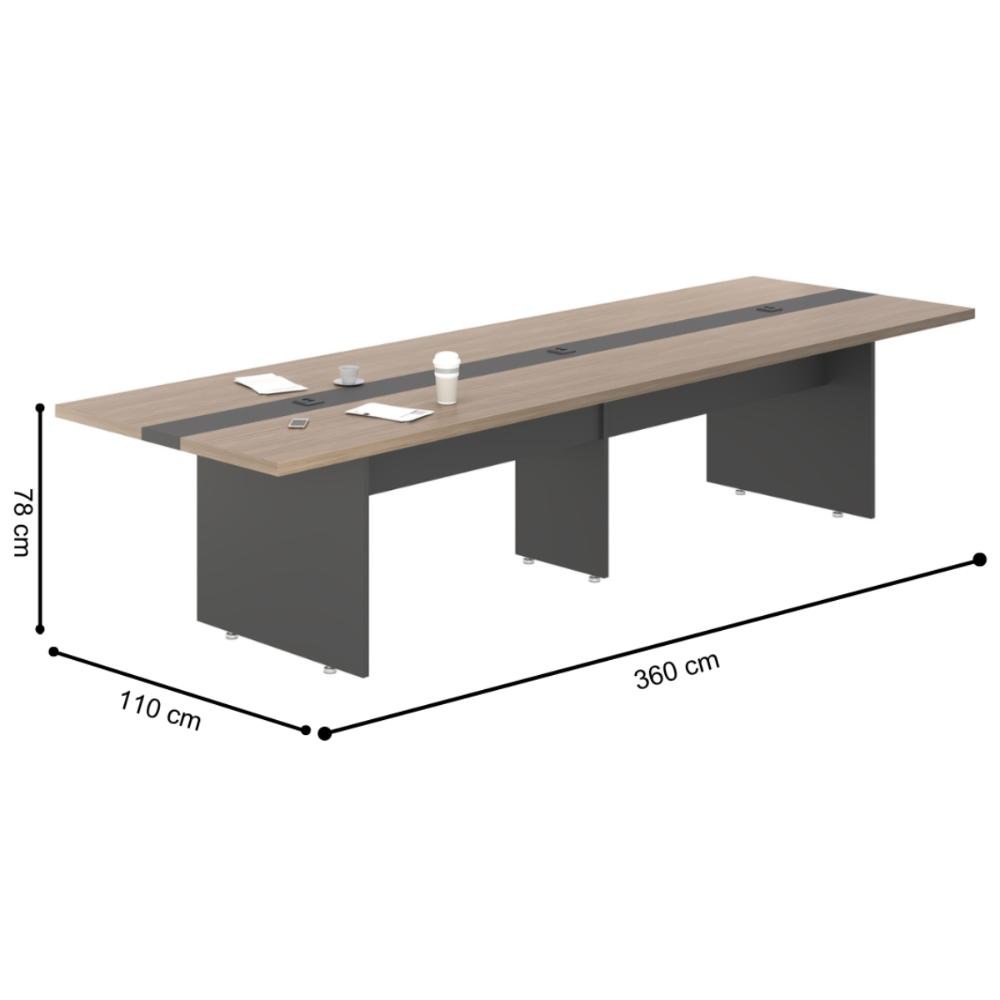 Mesa Sala de Reunião Empresa 8 Lugares Nogueira Preto - 2