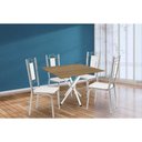 Ver imagem 1 de Conjunto: Mesa de Cozinha Volga C/ Tampo de Madeira 90cm e 4 Cadeiras Lisboa Cromado/nogueira -
