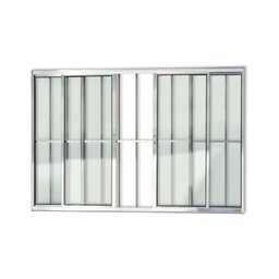 Janela de Aluminio de Correr 120x200cm 4 Folhas com Grade e Vidro Liso Confort Brimak  - 1