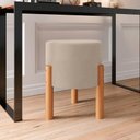 Ver imagem 1 de Puff Redondo Luxo Decorativo Charme com Pés de Madeira Linho Bege