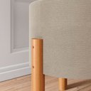 Ver imagem 2 de Puff Redondo Luxo Decorativo Charme com Pés de Madeira Linho Bege