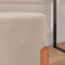 Ver imagem 3 de Puff Redondo Luxo Decorativo Charme com Pés de Madeira Linho Bege