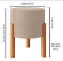 Ver imagem 4 de Puff Redondo Luxo Decorativo Charme com Pés de Madeira Linho Bege