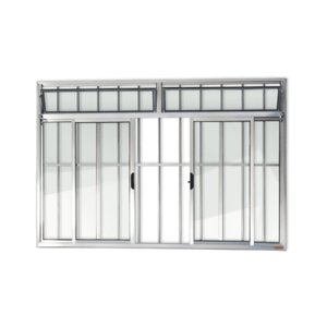 Janela de Aluminio de Correr com Bandeira 100x120cm 4 Folhas com Grade Vidro Liso Plus Brimak