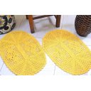 Ver imagem 1 de Par de Tapetes em Crochê Oval Liso - Amarelo Arte & Tear