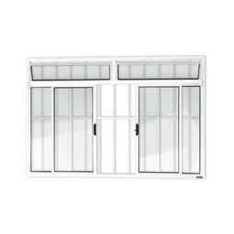 Janela Plus 4 Folhas com Bandeira e Grade Vidro Liso 120cm x 150cm Brimak - 1