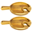 Ver imagem 1 de Kit 2 Tábuas Prato Petisqueira de Teca Suporte Taça Copo