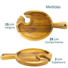 Kit 2 Tábuas Prato Petisqueira de Teca Suporte Taça Copo - 5