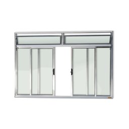 Janela de Aluminio de Correr com Bandeira 120x200cm 4 Folhas com Vidro Liso Plus Brimak  - 1
