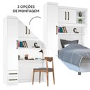 Ver imagem 2 de Guarda Roupa Modulado Solteiro Com Cabeceira Ou Escrivaninha Branco Tower Zanzini