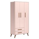 Ver imagem 2 de Berço Americano 3820 e Guarda Roupa Roupa 3830 Q Encanto Retrô Rosa com Colchão da Gazin - Qmovi