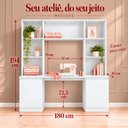 Ver mais imagens de Mesa de Costura com Estante e 2 Portas para Ateliê 180cm Multimóveis MP6112 Branco