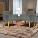 Ver imagem 2 de Kit 3 Poltronas Decorativa para Sala Recepção Consultório Nina Corino Cores Pé Palito 30 Cm Castanho