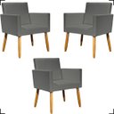 Ver imagem 1 de Kit 3 Poltronas Decorativa para Sala Recepção Consultório Nina Corino Cores Pé Palito 30 Cm Castanho