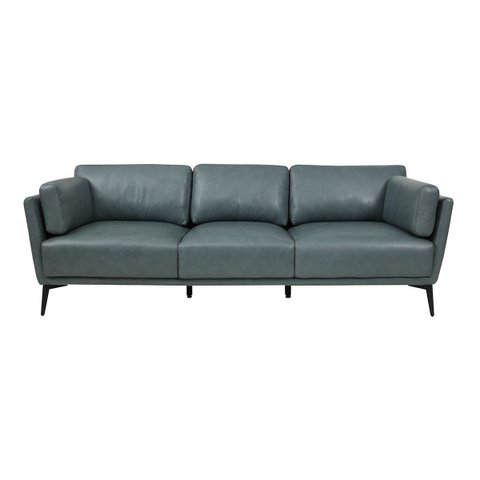 Sofá de Couro Lexus 3 Lugares Couro Turquese - Mempra