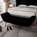 Ver imagem 3 de Kit Cabeceira Cama Box Casal 195 Cm Madrid com Puff Recamier Santorini Bouclê Preto - Lyam Decor