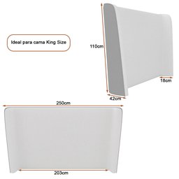Cabeceira Corea King Curva Orgânico Courino Caramelo / Bouclé Suave Off White - Sallar Home - 4