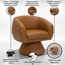 Ver imagem 5 de Poltrona Giratória Orgânica Maya Tecido Linho Courino Design Redondo Sala Quarto Suporta 150kg:corin