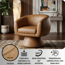 Ver imagem 3 de Poltrona Giratória Orgânica Maya Tecido Linho Courino Design Redondo Sala Quarto Suporta 150kg:corin