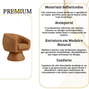 Ver imagem 7 de Poltrona Giratória Orgânica Maya Tecido Linho Courino Design Redondo Sala Quarto Suporta 150kg:corin