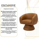 Ver mais imagens de Poltrona Giratória Orgânica Maya Tecido Linho Courino Design Redondo Sala Quarto Suporta 150kg:corin