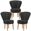 Ver imagem 1 de Kit 3 Cadeiras para Mesa de Jantar Estrutura em Madeira Maciça Tecido Veludo Premium Pés Palito