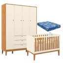 Ver imagem 6 de Berço Americano e Guarda Roupa Unique 4 Portas Off White Freijó Eco Wood com Colchão Ortobom - Matic