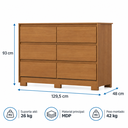 Ver imagem 3 de Cômoda 6 Gavetas com Corrediças Telescópicas Layla 130cm Castanho Casa 812