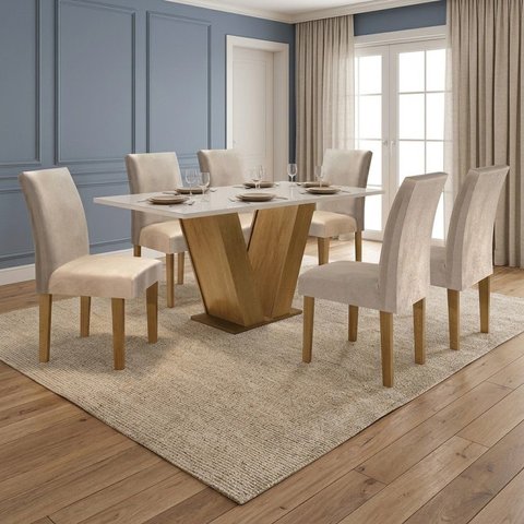 Conjunto Mesa de Jantar 6 Cadeiras 160cm Retangular