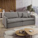 Ver imagem 1 de Sofá Cama Retrátil e Reclinável 3 Lugares Linho Cinza Michigan 200cm Yescasa