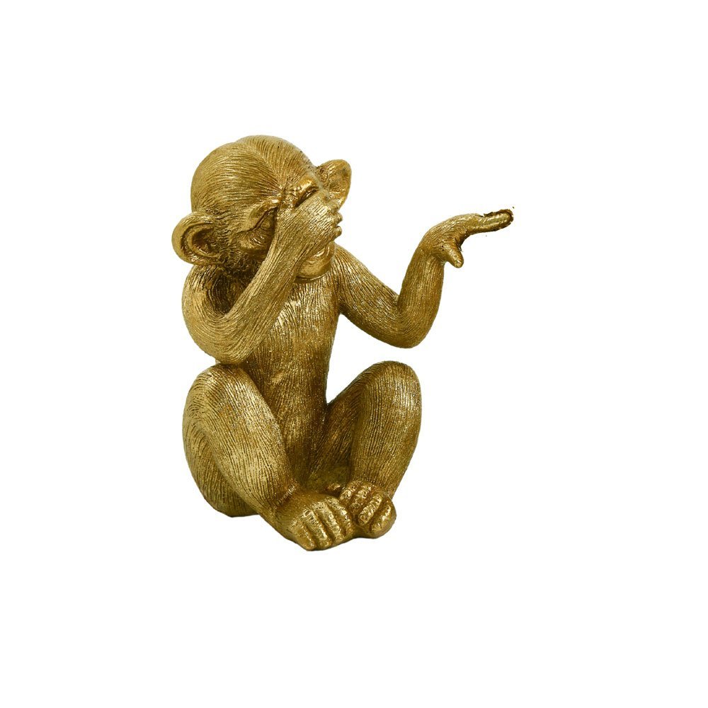 Escultura Decorativa Macaco em Poliresina Dourado 15cm 17832a Mart