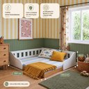 Ver imagem 6 de Cama Infantil de Chão Montessoriana de Casal com Proteção Lateral BCA33 Cor Branco/Mel - BRV Móveis