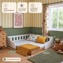 Ver mais imagens de Cama Infantil de Chão Montessoriana de Casal com Proteção Lateral BCA33 Cor Branco/Mel - BRV Móveis