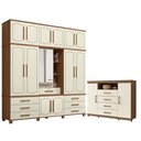 Ver imagem 1 de Guarda Roupa Casal Londres Capelinha e Cômoda Havana Master 11 Gavetas MDF MDP Jatobá Areia Santos