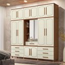 Ver imagem 5 de Guarda Roupa Casal Londres Capelinha e Cômoda Havana Master 11 Gavetas MDF MDP Jatobá Areia Santos