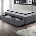 Ver imagem 6 de Base Box Cama Solteiro Sapateira Suede Cinza e Colchão Cama Inhouse Ecoflex 88x188