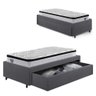 Base Box Cama Solteiro Sapateira Suede Cinza e Colchão Cama Inhouse Ecoflex 88x188 - 1
