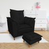 Kit Poltrona Amamentação Sara e Puff Suede Preto Sky Mobile - 4
