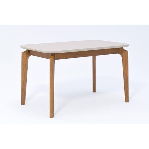 Mesa P/ Cozinha Cimol Ficus C/ Tampo Madeirado C/ Vidro 130cm Carvalho/off White