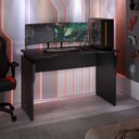 Ver imagem 1 de Mesa Gamer Tóquio Ergonômica Regulagem Altura Pc Preta Setup Quarto Alta Performance Madeira